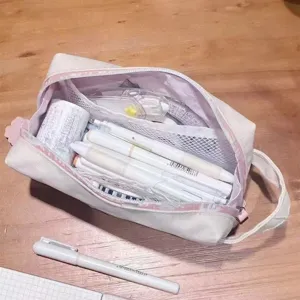 Grande capacità astuccio in tela simpatico sacchetto di stoccaggio cancelleria multistrato