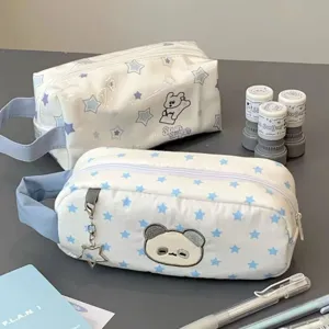 Leuke blauwe ster panda etui, ins stijl cartoon studenten schrijfwaren opbergdoos.