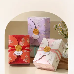 Creative Coral Fleece Face Towel Gift Box Cute Ribbon Wax Seal Absorbent Washcloth Soft Souvenir Towel For Home Party