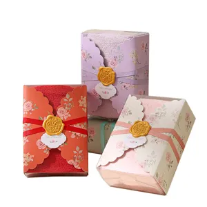 Gift box towel set coral velvet floral packaging absorbent square face towel wedding favor