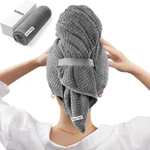 Microfiber hair dry towel wrap waffle weave absorbent quick dry head cap for women.