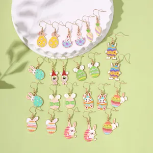 A vibrant set of Easter bunny and egg enamel earrings perfect for festive holiday gift