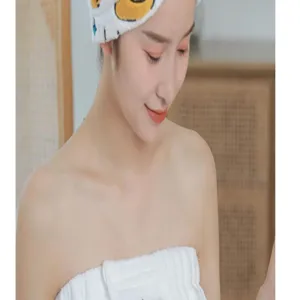 Soft coral fleece hair drying cap with cute embroidery, highly absorbent quick dry towel wrap.