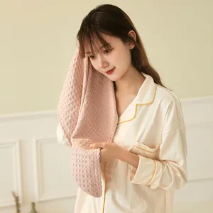 Waffle Weave Dry Hair Cap Thickened Super Absorbent Quick Drying Shower Head Towel Bath Wrap For Women Daily Hair Care