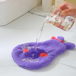 Cute cartoon strawberry hanging coral fleece hand towel kitchen super absorbent wiping rag.