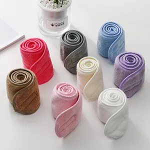Soft coral fleece headbands for face washing and makeup with adjustable magic tape