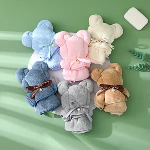 Coral Fleece Bear Towel Cute Cartoon Face Hand Towel Wedding Party Favors Gift Soft Absorbent Towel For Bathroom