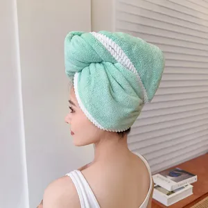 Thickened coral fleece hair drying cap double layer super absorbent shower head towel for women