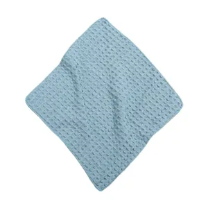 Light blue waffle weave kitchen towel, absorbent soft dishcloth for daily home cleaning.