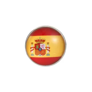 Hochwertige Spanien Nationalflagge runder Glas-Cabochon Metall Brosche Fan-Geschenk