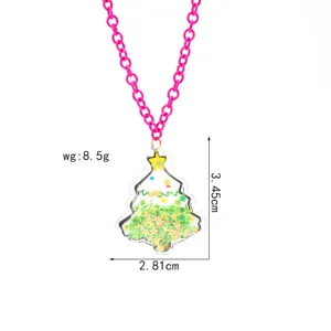 Détails de taille et de poids pour le collier rose avec pendentif sapin de Noël enfant