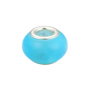Ciondolo a perla DIY in resina blu brillante con nucleo in argento per braccialetti