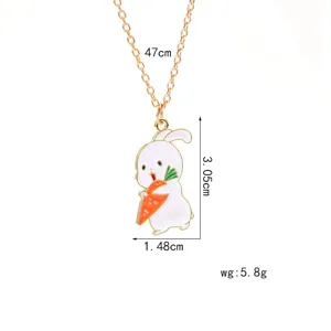 Detailed view of cartoon rabbit pendant necklace with size and weight parameters