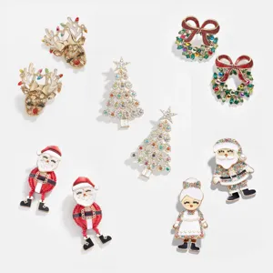 Weihnachtsserie Legierung Strass Ohrringe Weihnachtsmann Rentier Kranz Weihnachtsbaum Ohrstecker Für Damen Festlicher Schmuck