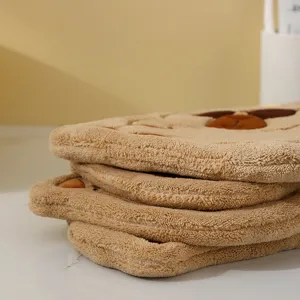 Cute Capybara Hanging Hand Towel Thickened Coral Fleece Absorbent Wipe Towel For Kitchen Bathroom Cartoon Fruit Design
