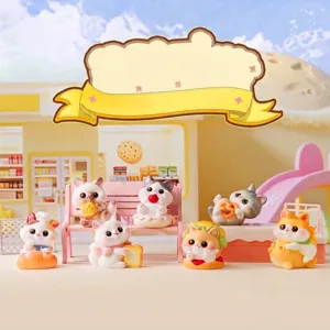 Figurine de Chat Greedy Meow Sauce Boîte Aveugle Artisanat en Résine Décoration de Bureau Ornement Animal Mignon Cadeau Enfant
