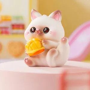 Figurine en résine Greedy Cat avec pain au melon de la série blind box