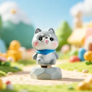 Ornement de bureau rotatif Shiba Inu boîte aveugle avec paysage de dessin animé
