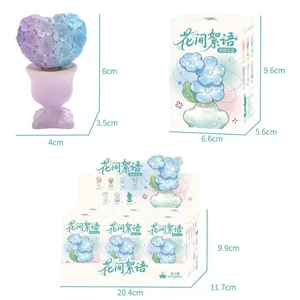 Ornement de boîte aveugle rotatif floral avec détails de dimensions sur fond blanc