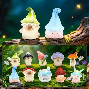 Boîte Aveugle Série Fantasy Mushroom Cat Jouet Tendance Figurine en Résine Chat Dessin Animé Champignon Ornement de Bureau Collection Cadeau