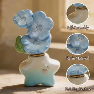 Ornement rotatif en résine en forme de fleur et d'étoile pour décoration de bureau