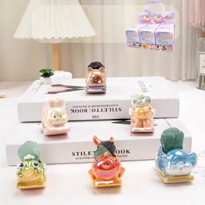 Mignons Animaux Rocking Pai Résine Blind Box Ornements Finition Irisée Accents en Pierre Naturelle Style Déco Maison