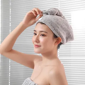 Microvezel Haarhanddoek Sneldrogende Haartulip Super Absorberende Douchemuts voor Vrouwen Grijs
