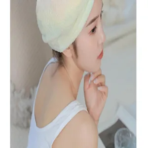 Soft coral fleece hair drying cap for women, highly absorbent quick dry turban shower towel hat.