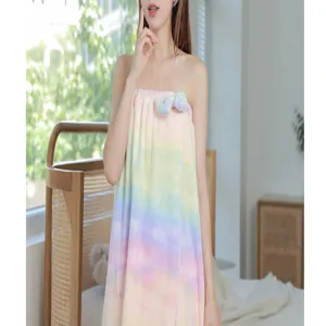 Rainbow wearable bath towel, coral fleece fluffy absorbent bath skirt for women.