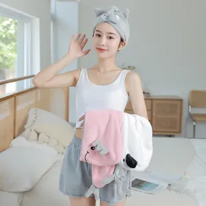 Cute cartoon animal dry hair cap, soft absorbent quick dry hair wrap towel for adult daily use.