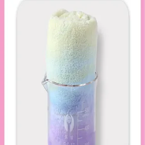 Gradient coral fleece dry hair cap, super absorbent quick drying towel wrap for women.