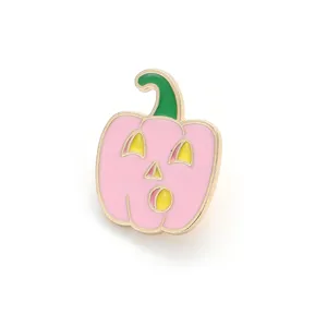Badge en émail citrouille rose d'Halloween en alliage de zinc pour accessoire de fête