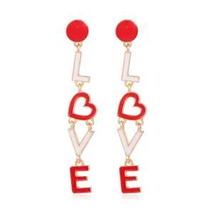 Elegante rode hart en witte LOVE alfabet oorbellen voor Valentijnsdag cadeau