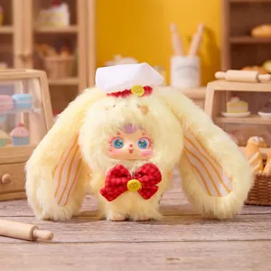 Adorable fluffy bunny plush chef from Bakery Series, perfect for home decor and gifts.