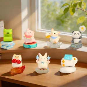 Figurine en Résine Boîte Aveugle Rotative Animal PAI Emotion Fixed Moment Ornement de Bureau Style Guérison Mini Statue
