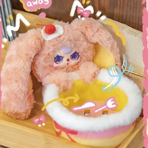 Niedliche rosa flauschige Hasenfigur Plüsch-Aufbewahrungskorb Blind Box Spielzeug