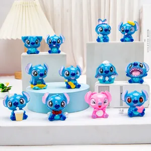 Grupo de lindas figuras de resina de Stitch y Angel en varias poses para escritorio