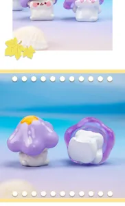 Detailed macro shot of cute purple mushroom resin miniatures for desktop decoration