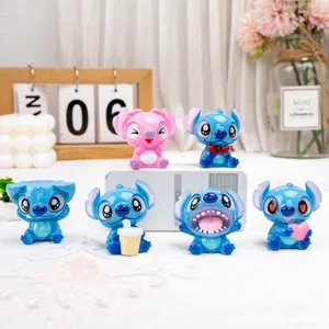 Conjunto detallado de lindas figuritas de resina Stitch y Angel para decoración de escritorio casa