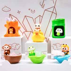Vue détaillée montrant une variété de jolies figurines d'animaux avec cristaux