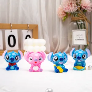Figura de Criatura de Dibujos Animados de Resina Linda Caja Ciega Adorno de Escritorio Monstruo Alienígena Azul Estatua Miniatura Decoración de Oficina Hogar