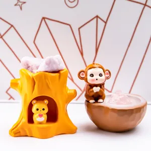 Mignonnes figurines d'animaux en résine avec pierres de cristal pour bureau à domicile