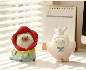 Figurines de chat mignonnes en résine pour la décoration de bureau