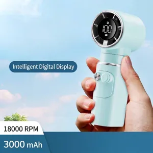 Ventilador de Mano de Alta Velocidad 100 Engranajes Carga USB Portátil Turbo Plegable Pantalla LED 3000mAh Pequeño Ventilador para Viajes al Aire Libre