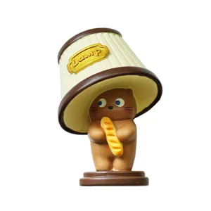 Aimant de réfrigérateur figurine de chat mignon avec abat-jour et design de baguette