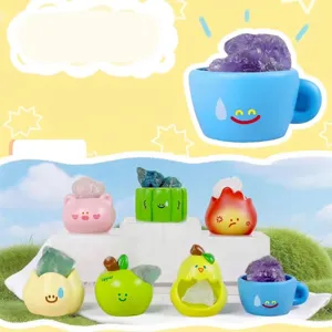 Conteneurs en résine de personnages mignons avec pierres de cristal pour décor de bureau