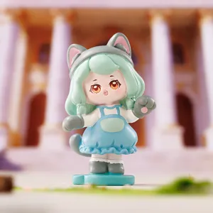 Linda figura de resina de chica gato blind box para decoración de escritorio