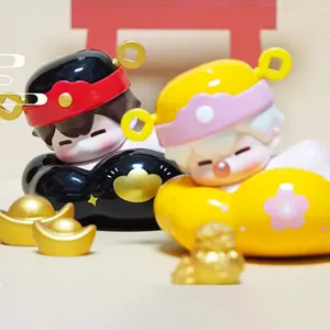 Lindas figuras de Pidudu Serie 4 en pose de sueño, estatuas coloridas de PVC de dibujos