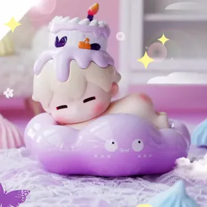 Linda figura de caja ciega de PVC Pidudu serie 4 durmiendo en una nube púrpura