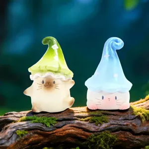 Deux adorables figurines de chat champignon Cat PAI pour décoration de bureau